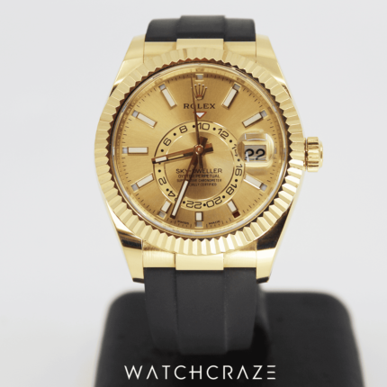 ROLEX SKY-DWELLER OYSTERFLEX CHAMPAGNE DIAL 42MM 326238