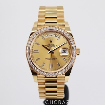 ROLEX DAY-DATE YELLOW GOLD DIAMOND BEZEL 40MM 228348RBR