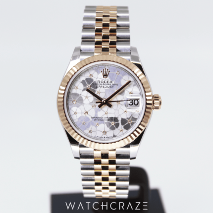 ROLEX DATEJUST TWO-TONE ROSE GOLD FLORAL-MOTIF DIAL 31MM 278271